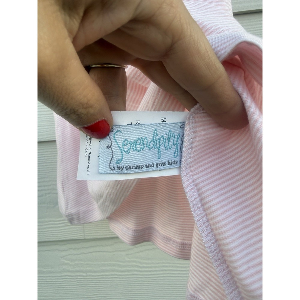 Serendipity By Shrimp And Grits Girls Striped Dress Pink & White Size M (5-6) - Picture 3 of 6